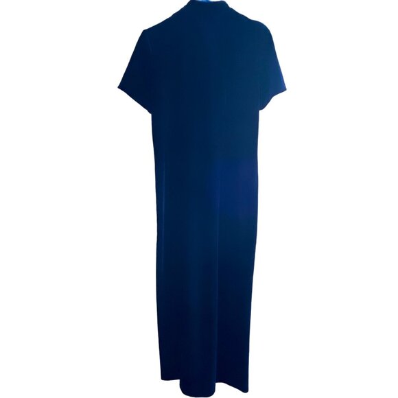 Vintage R.J. Collection Dress Womens 10 Blue Velvet Button-Down‎ Maxi Evening - Picture 3 of 14